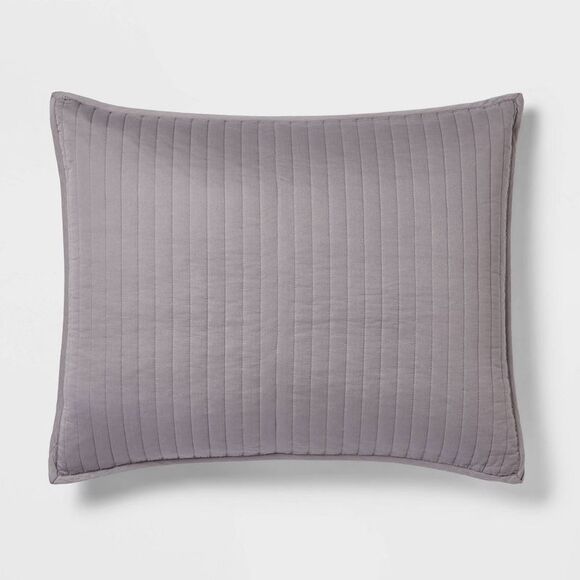 Threshold - King Washed Cotton Sateen Quilt Sham Dark Gray - T Gray - Picture 1 of 4